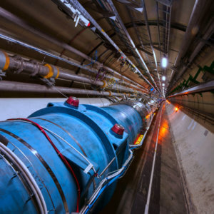 A look inside the Large Hadron Collider tunnel.